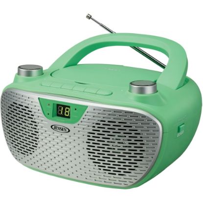 Picture of JENSEN Portable Stereo Compact Disc Player with AM/FM Stereo Radio - 1 x Disc Integrated Stereo Speaker - Green, Silver - CD-DA, MP3 - Auxiliary Input