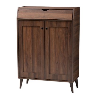 Picture of Baxton Studio Cormier 2-Door Entryway Shoe Storage Cabinet, Walnut