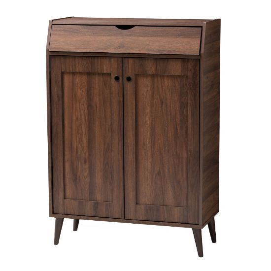 Picture of Baxton Studio Cormier 2-Door Entryway Shoe Storage Cabinet, Walnut