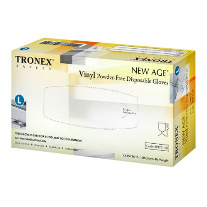 Picture of Tronex New Age Disposable Powder-Free Vinyl Gloves, Large, Natural, Pack Of 100