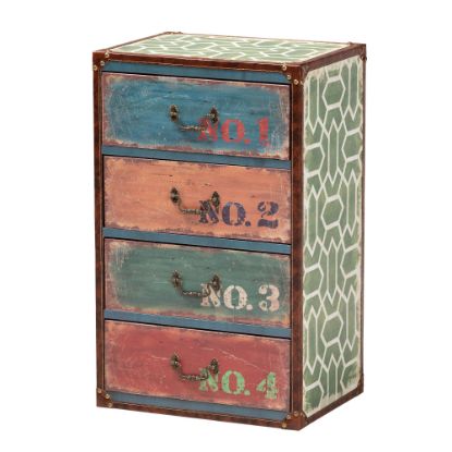 Picture of Baxton Studio Amandine 4-Drawer Accent Storage Cabinet, Multicolor