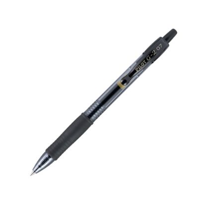 Picture of Pilot G2 Retractable Gel Pens, Fine Point, 0.7 mm, Clear Barrels, Black Ink, Pack Of 12 Pens