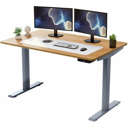 Picture of Rise Up Electric 48inW Standing Computer Desk, Natural Bamboo