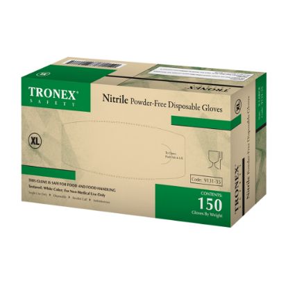 Picture of Tronex Finger-Textured Disposable Powder-Free Nitrile Gloves, X-Large, White, Pack Of 150 Gloves