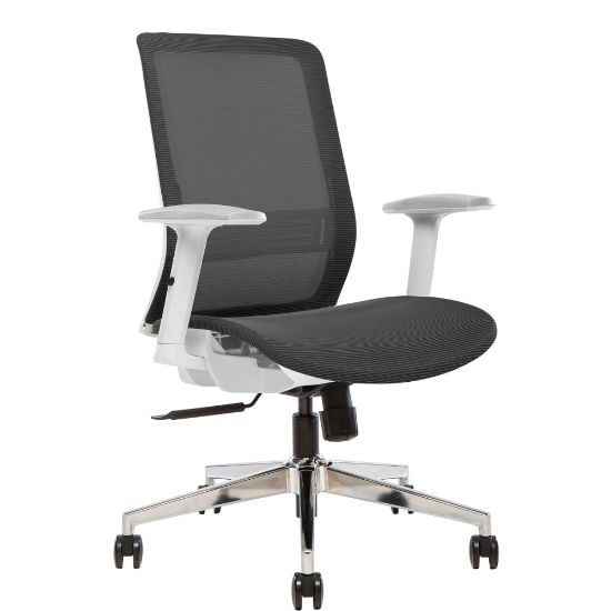 Picture of Sinfonia Sing Ergonomic Mesh Mid-Back Task Chair, Adjustable Height Arms, Black/White