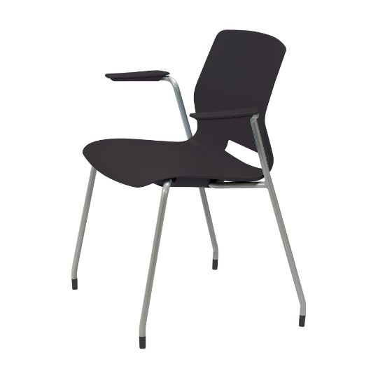 Picture of KFI Studios Imme Stack Chair With Arms, Black/Silver