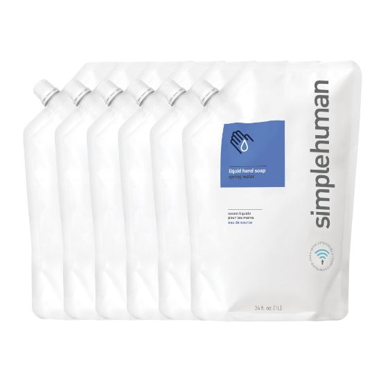 Picture of simplehuman Moisturizing Liquid Hand Soap, Spring Water, 34 Oz, Carton Of 6 Pouches