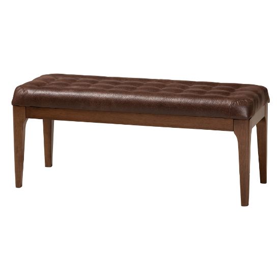 Picture of Baxton Studio Walsh Wood Dining Bench, 17-11/16inH x 41-1/2inW x 16-1/16inD, Dark Brown/Walnut