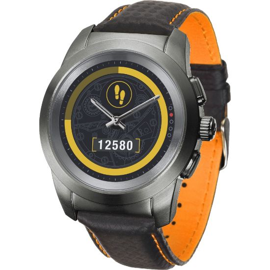 Picture of MyKronoz ZeTime Premium Hybrid Smartwatch, Regular, Brushed Titanium/Black Carbon Orange, KRZT1RP-BBK-BKLEA