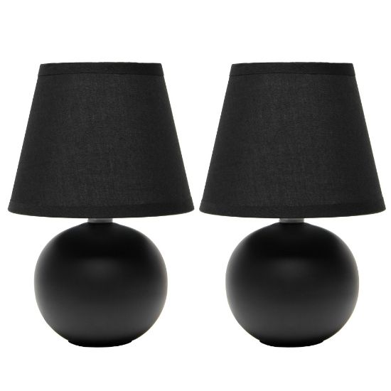 Picture of Simple Designs Mini Globe Table Lamps, 8 7/8inH, Black, Set Of 2