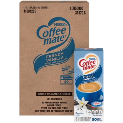 Picture of Nestle Coffee-mate Single Serve Liquid Creamer, French Vanilla Flavor, 0.38 Oz, Carton Of 200