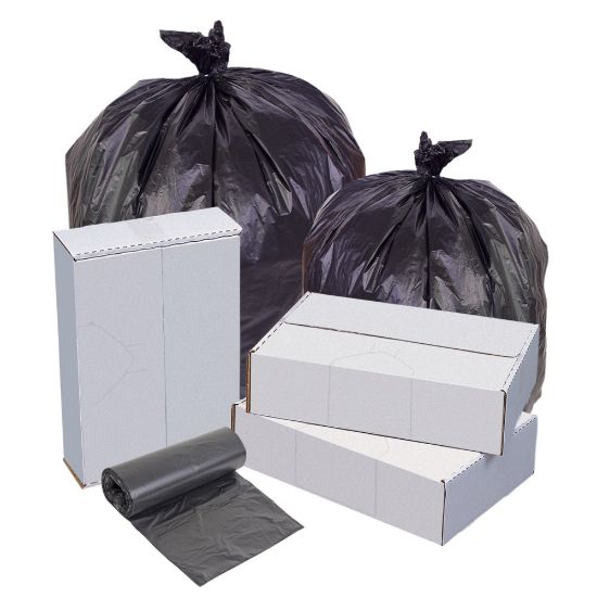 Picture of Highmark High-Density Can Liners, 22 Mic, 40 - 45 Gallons, 40in x 48in, Black, Box Of 150