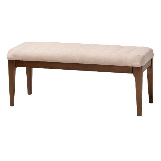 Picture of Baxton Studio Walsh Wood Dining Bench, 17-11/16inH x 41-1/2inW x 16-1/16inD, Beige/Walnut