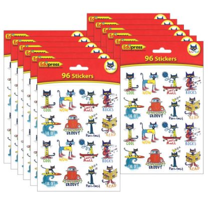 Picture of Edupress Pete the Cat Stickers, 96 Stickers Per Pack, Set Of 12 Packs