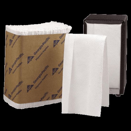 Picture of Georgia-Pacific Tall Fold Dispenser Napkins, 1-Ply, 7 x 13 1/2, White, 10000/Carton