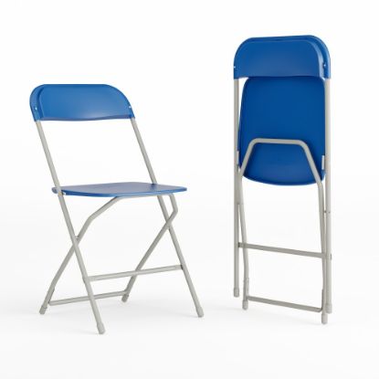 Picture of Flash Furniture Hercules Plastic Folding Chairs With 650-lb Capacity, Blue/Gray, Set Of 2 Chairs