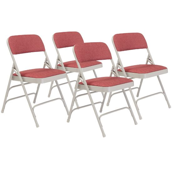 Picture of National Public Seating 2300 Series Deluxe Fabric-Upholstered Triple-Brace Premium Folding Chairs, Majestic Cabernet/Gray, Pack Of 4 Chairs