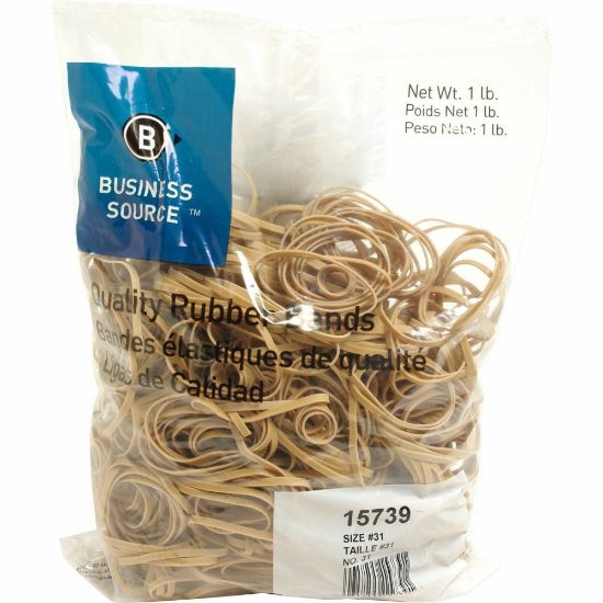 Picture of Business Source Quality Rubber Bands - Size: #31 - 2.5in Length x 0.1in Width - Sustainable - 850 / Pack - Rubber - Crepe