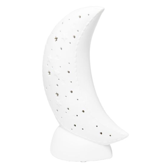 Picture of Simple Designs Porcelain Moon-Shaped Table Lamp, 10-3/16inH, White