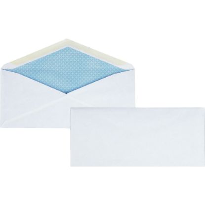 Picture of Business Source No.10 Regular Tint Security Envelopes - Security - #10 - 4 1/8in Width x 9 1/2in Length - 24 lb - Gummed - Wove - 500 / Box - White