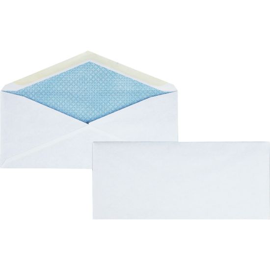 Picture of Business Source No.10 Regular Tint Security Envelopes - Security - #10 - 4 1/8in Width x 9 1/2in Length - 24 lb - Gummed - Wove - 500 / Box - White