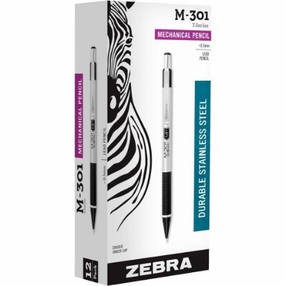 Picture of Zebra Pen STEEL 3 Series M-301 Mechanical Pencils, Pack Of 12, Fine Point, 0.5 mm, Black Barrel