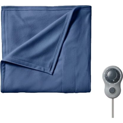 Picture of Sunbeam Twin Electric Heated Fleece Blanket, 62in x 84in, Blue