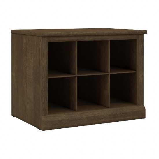 Picture of Bush Furniture Woodland 24inW Small Shoe Bench With Shelves, Ash Brown, Standard Delivery