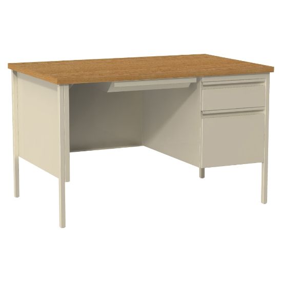 Picture of Lorell Fortress Right Pedestal 48inW Writing Desk, Putty