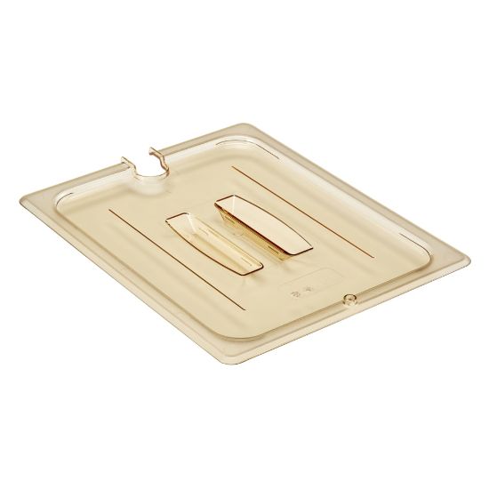 Picture of Cambro Camwear 1/2 H-Pan Notched Food Pan Lids With Handles, Amber, Set Of 6 Lids