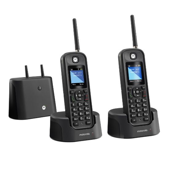 Picture of Motorola O2 Series Long-Range Cordless Telephone With Digital Answering Machine, 2 Handsets, MOTO-O212