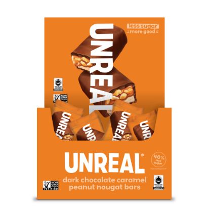 Picture of Unreal Dark Chocolate Caramel Peanut Nougat Bars, 0.67 Oz, Pack Of 40 Bars