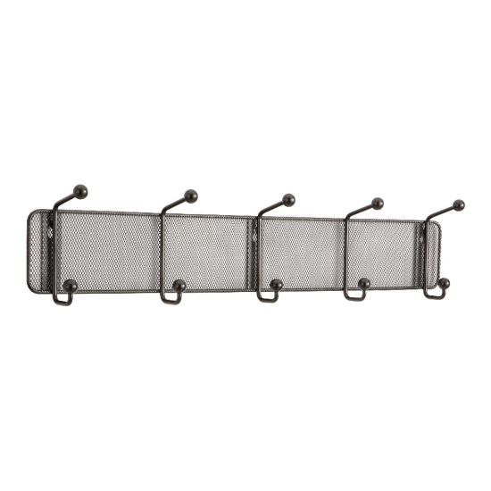 Picture of Safco Onyx 5-Hook Mesh Wall Rack, 5 1/2inH x 26 3/4inW x 3inD, Black