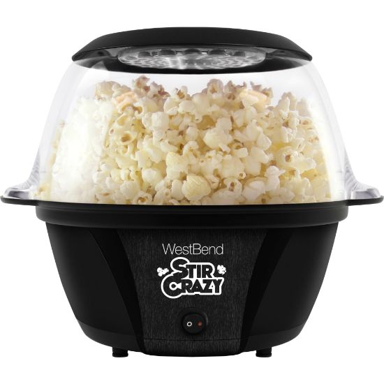 Picture of West Bend Stir Crazy Popcorn Maker, 10-3/16in x 11-1/16in x 12-1/4in, Black