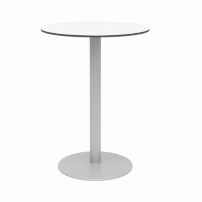 Picture of KFI Studios Eveleen Round Outdoor Bistro Patio Table, 41inH x 30inW x 30inD, Designer White/Silver