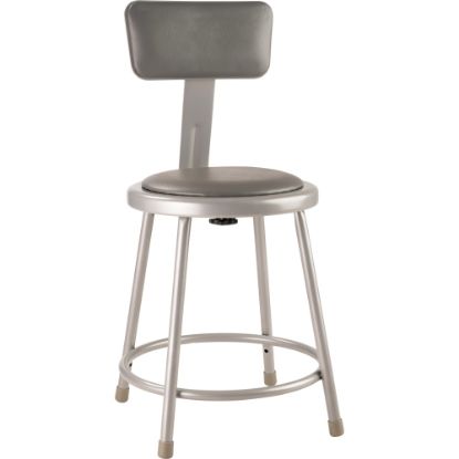 Picture of National Public Seating Vinyl-Padded Stool With Back, 18inH, Gray