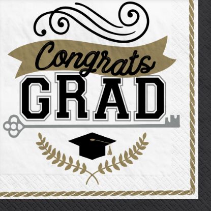 Picture of Amscan Graduation Achievement Is Key Beverage Napkins, 5in x 5in, Multicolor, 100 Napkins Per Pack, Set Of 2 Packs