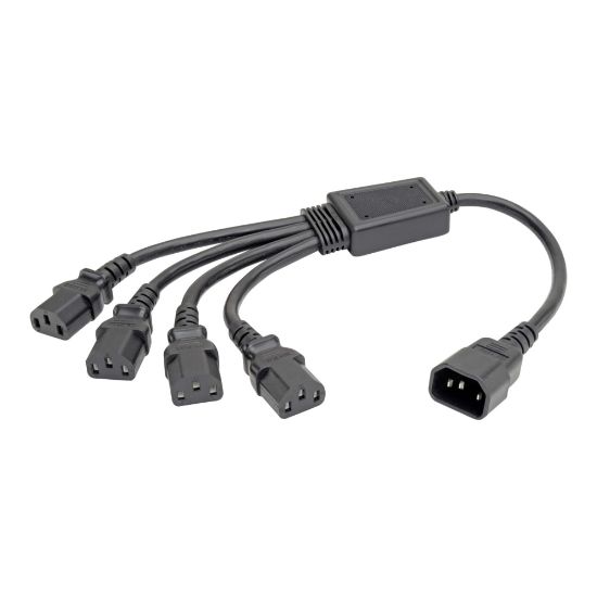 Picture of Eaton Tripp Lite Series Power Cord Splitter, C14 to 4xC13 PDU Style - 10A, 250V, 18 AWG, 18-in. (45.72 cm), Black - Power extension cable - IEC 60320 C14 to power IEC 60320 C13 - AC 100-250 V - 10 A - 1.5 ft - black