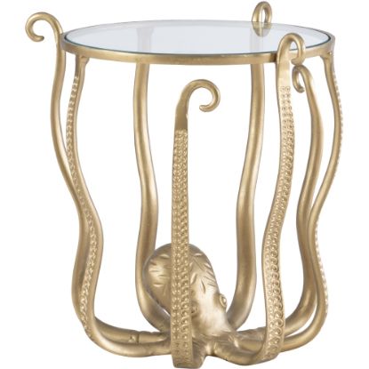 Picture of Powell Paranya Octopus Side Table, 22inH x 20inW x 20inD, Gold/Clear