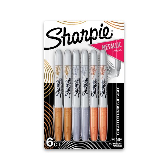 Picture of Sharpie Metallic Markers, Bronze/Gold/Silver, Pack Of 6 Markers