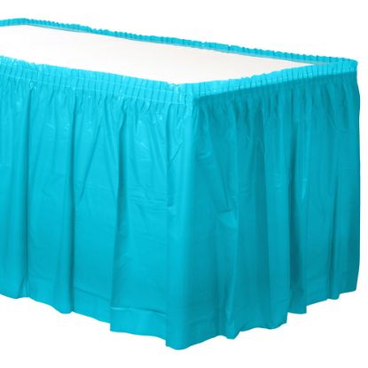 Picture of Amscan Plastic Table Skirts, Caribbean Blue, 21' x 29in, Pack Of 2 Skirts