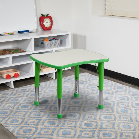 Picture of Flash Furniture 27inW Rectangular Plastic Height-Adjustable Activity Table, Green