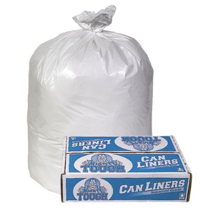 Picture of Pitt Plastics Mighty Tough 0.75-mil Can Liners, 20 - 30 Gallons, 30in x 36in, White, 25 Bags Per Roll, Case Of 8 Rolls