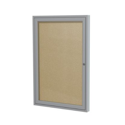 Picture of Ghent 1 Door Enclosed Vinyl Bulletin Board, Satin Aluminum Frame, 36inH x 36inW, Caramel