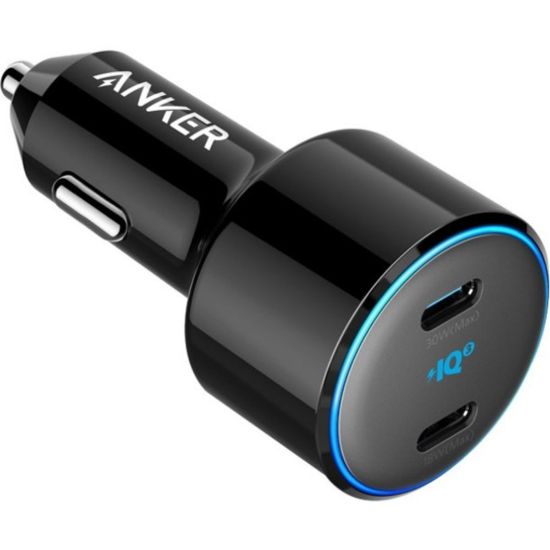 Picture of ANKER PowerDrive+ III Duo A2725 Auto Adapter - 48 W - 12 V, 24 V Input - 5 V DC/3 A, 9 V DC, 12 V DC, 15 V DC, 20 V DC Output - Black