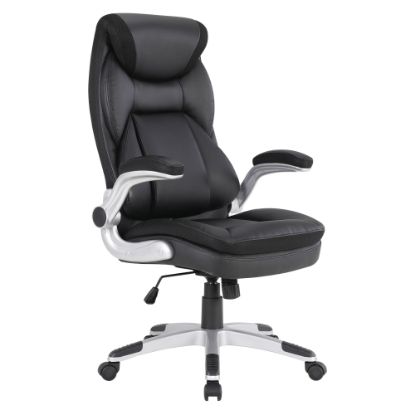 Picture of Office Star Ergonomic Leather High-Back Executive Office Chair, Black/Silver