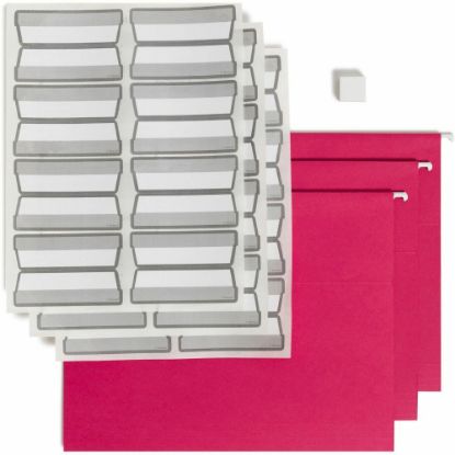 Picture of Smead ProTab Filing System With 20 Hanging File Folders, 24 ProTab 1/3-Cut Tab Labels And Eraser, Letter Size, Red