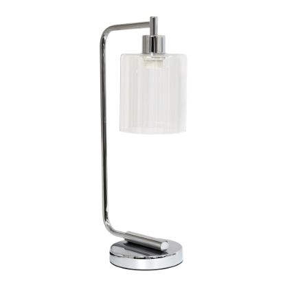 Picture of Simple Designs Bronson Antique Style Industrial Lantern Desk Lamp, 19in H, Clear Shade/Chrome Base