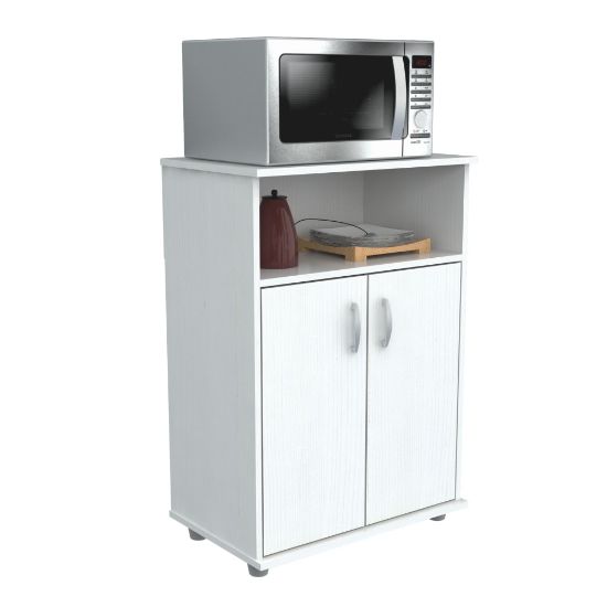 Picture of Inval Storage Cabinet With Microwave Stand, 3 Shelves, 33inH x 24inW x 15inD, Laricina White