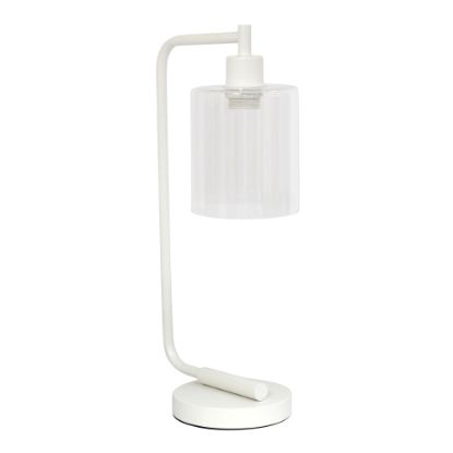 Picture of Simple Designs Bronson Antique Industrial Lantern Desk Lamp, 18-3/4inH, Clear Shade/White Base